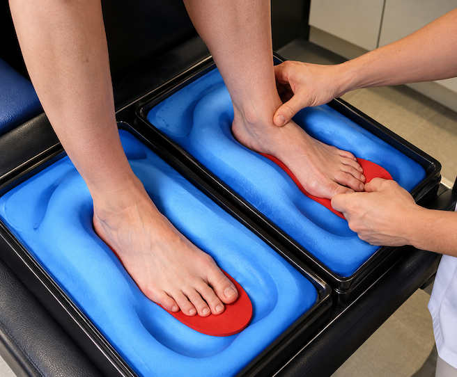 Prise d’empreintes plantaires orthopédiste